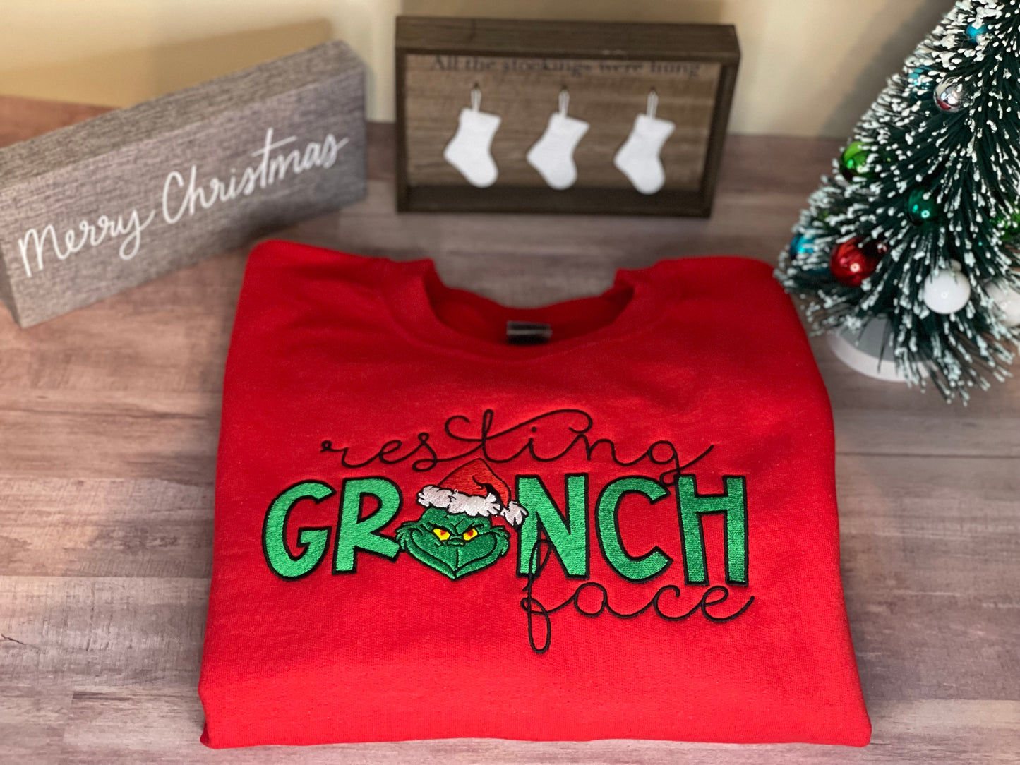 Grinch Embroidery Sweatshirt